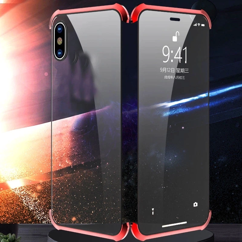 

no frame Magnetic Phone Case For IPhone XR No Frame Cover Bumper Double Sided Glass magnetic Case For IPhone XR