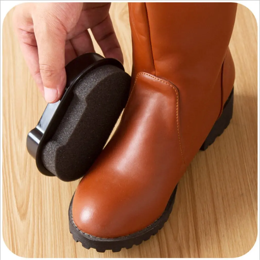 Portable Artifact Double-sided Wipe Quick Shoes Rub Color Duplex Shoe Polish Shine Sponge Brush