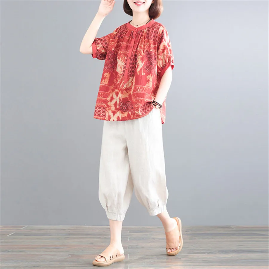 

Summer short Sleeve Suits Women Casual O-Neck Loose Top And Pant 2 Piece Sets Summer Fashion Tracksuit Jogging Outfits