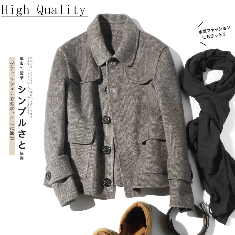 Double-sided Wool Coat Men British Casual Woolen Jacket Spring Short Mens Coats Overcoat Abrigo Hombre LM18-1015 KJ1466 Double-sided Wool Coat Men British Casual Woolen Jacket Spring Short Mens Coats Overcoat Abrigo Hombre LM18-1015 KJ1466