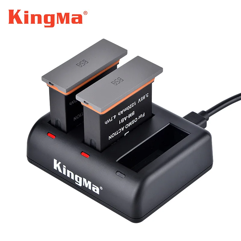 

New 3-in-1 Port Fast Charger / Micro USB Cable + 2 Battery Kits for DJI Osmo Action Camera Accessory