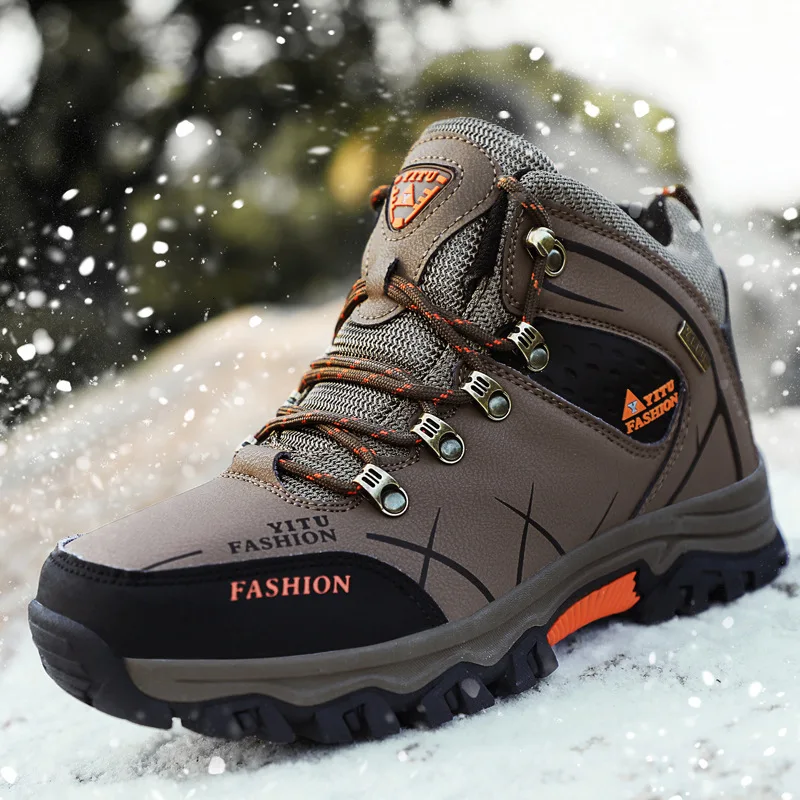 Climbing Shoes High Help Increase Down Keep Warm Cotton-padded Shoes Non-slip Wear-resisting On Foot Shoe Sneakers Men