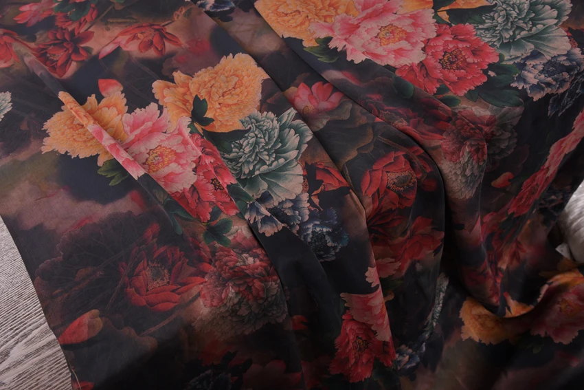 Цифровая живопись все шелковые атласные ароматные облака Пряжа Ткань шелк фиброин креп атласная скопическая шелковая ткань