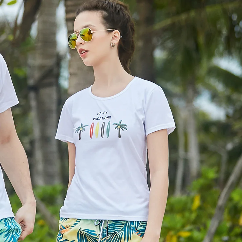 Lovers Swimming T-shirts Short-sleeved T-shirt Men's Bottom Shirt Couples Clothes Surfing Beach T-shirt Summer