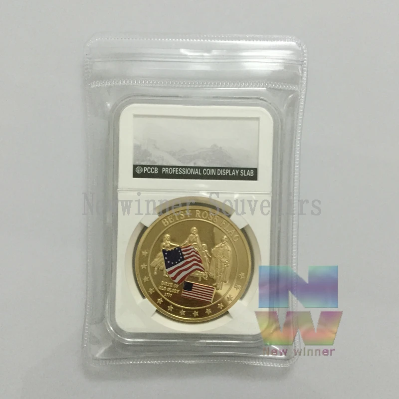 

1777 United States History Collection Commemorative Betsy Ross Flag Silver Coin Emorial Meeting souvenir coins in PCCB BOX