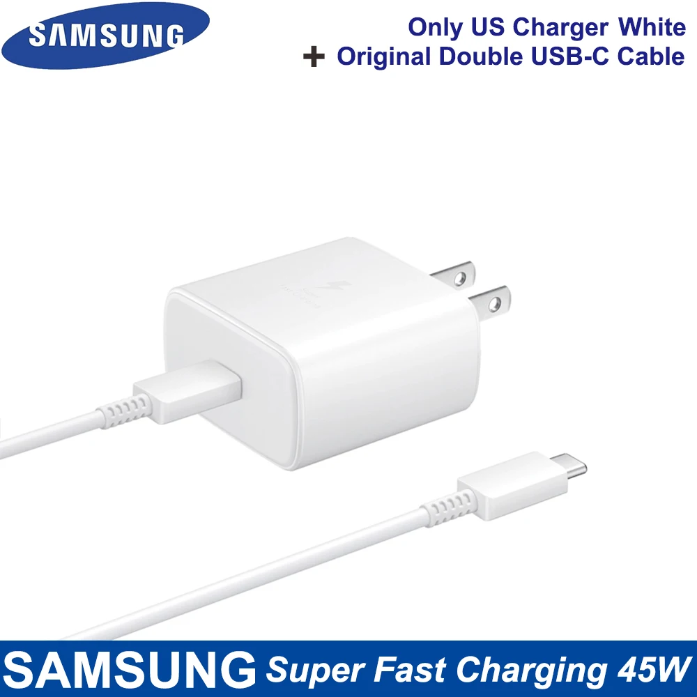 For Samsung Fast Charger 45W Fast Type C Adapter Cable for Samsung GALAXY Note 10 20 S20 Plus S20 Ultra S21 A71 A80 A91 65w usb c charger Chargers