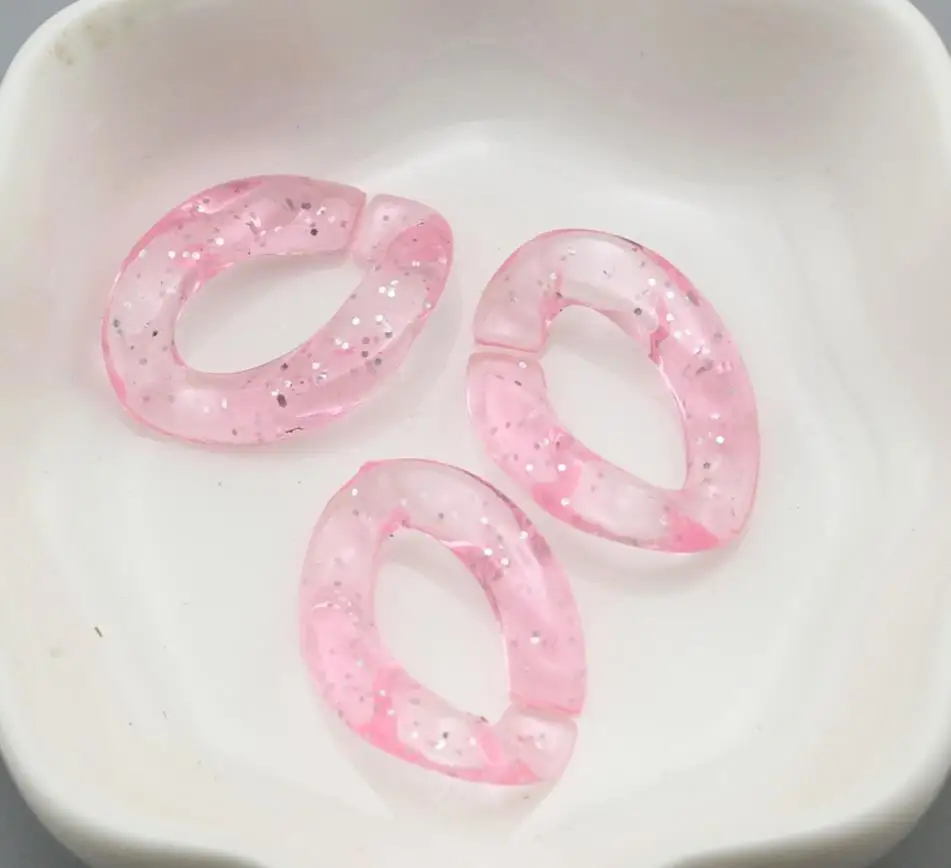 glitter Acrylic Chain transparent color Combination chain Links DIY Charm Accessories for Jewelry Making 17*23mm, wholesale
