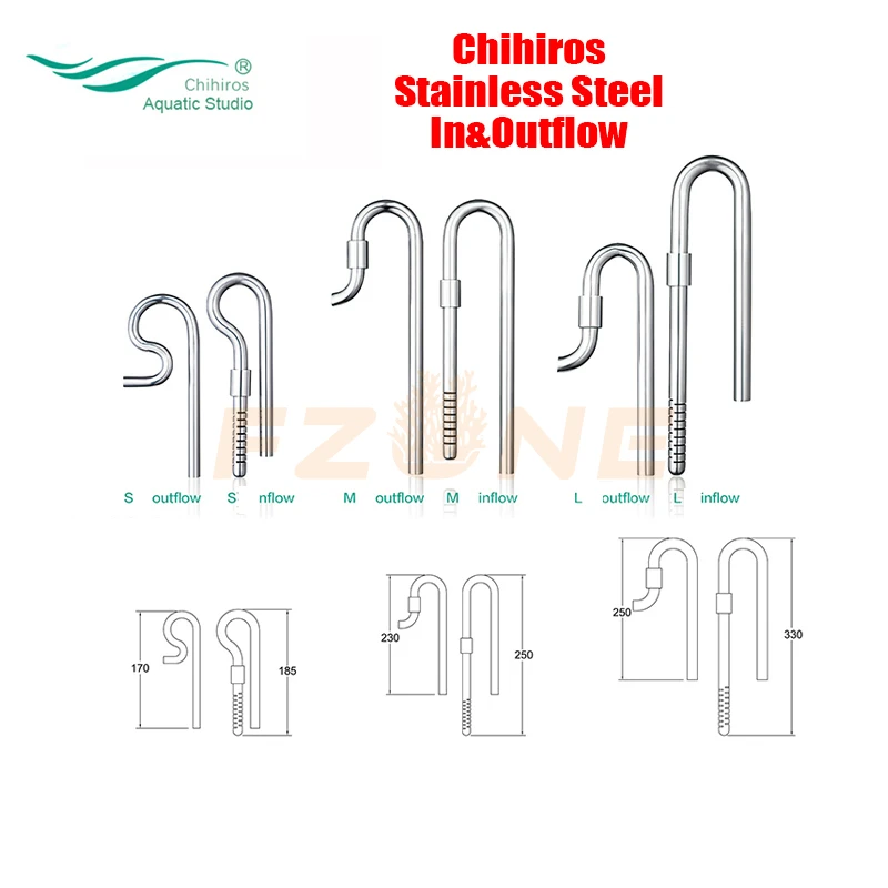 Chihiros 13 мм 17 304 трубы из нержавеющей стали для притока и оттока аквариумный фильтр