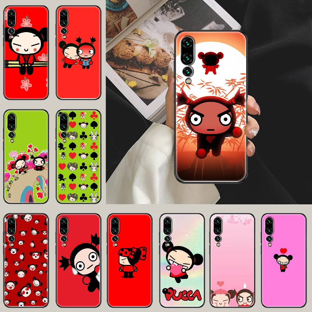 Pucca China Doll Phone case For Huawei P Mate P10 P20 P30 P40 10 20 Smart Z Pro Lite 2019 black silicone cell cover luxury coque | Мобильные