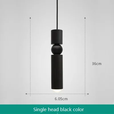 1 lamp black Скандинавский Лофт, декоративный светодиодный подвесной светильник, современный прямой железный подвесной светильник с одной головкой, Домашний Светильник, Светильники для помещений - Цвет корпуса: 1 lamp black