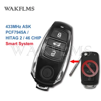 

Newest Exterior 3 Buttons Upgrade DIY Smart Remote Car Key For Volkswagen Touareg 2002-2010 433MHz 46 Chip Key Fob Replacement