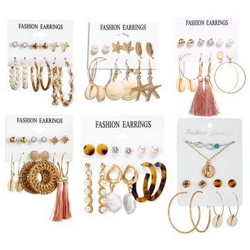 

Vintage Tassel Shell Earrings For Women,2020 Summer Circle Peal Geometric Earing,Female Brincos Fashion Jewelry