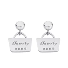 Элегантные серьги-гвоздики из нержавеющей стали для женщин, семейные серьги с кристаллами и камнями, рождественский подарок для женщин и девочек