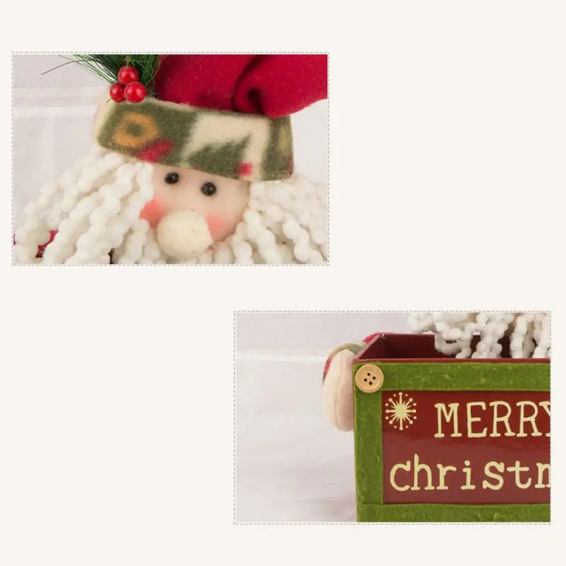 Christmas Gift Candy Box Santa Snowman Fabric Storage Boxes Christmas Table Decoration Party Event Cloth Burlap Bag Pouch x