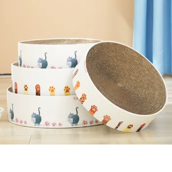

Cat Round Scratch Board Durable Cat Bed Toys Corrugated Paper Pad Scratching Cardboard cat toys interactive