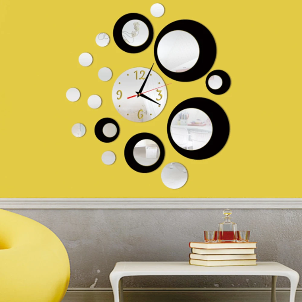 Wall Clock Circle Around 3D Wall Watch Wall Sticker DIY Art  Modern Design Home Decoration Living Room Quartz Brief Design