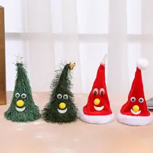 1 шт. электрическая Рождественская плюшевая игрушка в шапке детские игрушки подарок Поющие светящиеся качели музыка рождественские шапки для украшения елки