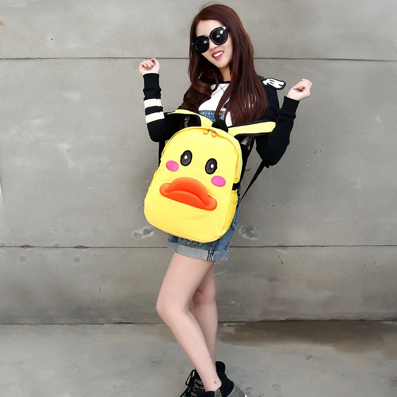 

Cool Big Yellow Duck Ugly Duckling Sub-Bottle Nipple Canvas Backpack Backpack Cartoon Cute Student School Bag Batch