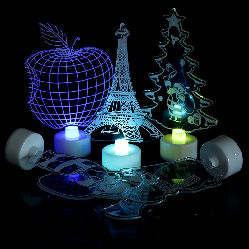 

1PC Colorful LED Decorative Lights Christmas Tree/ Snowman /Santa Claus/Apple/tower Decorations Night Lights Lamp For Kids Gift