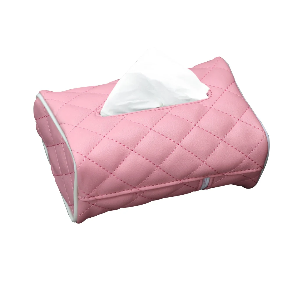 Pink Кожаный солнцезащитный козырек для спинки стула висит Тип Автомобильная ТКАННАЯ коробка креативная салфетка Бумага крышка лотка держатель, автомобильные аксессуары - Название цвета: Pink