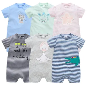 

Summer New Style Baby Rompers Short Sleeve Newborn Infant Baby Boy Girl Clothes Cute Cartoon Printed Jumpsuit Climbing Clothes