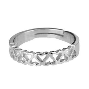 

Top Quality 925 Sterling Silver Rings For Women Jewelry Trendy Hollow Heart Girls Finger Ring Accessories Bride Wedding Bijou