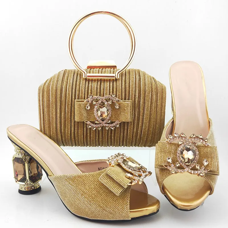 Hot sale pink women pumps with big crystal heel style african dress shoes match handbag set MD017,heel 10CM