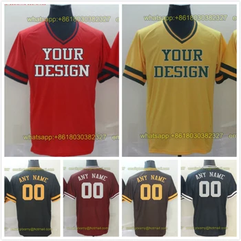 

Customize Baseball Jerseys Embroidered Stitched Team Logo Name Number Uniform Button Men T-Shirts Yellow Blue Red Navy Any Size