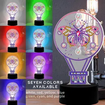 

TPFOCUS DIY LED Diamond Painting Night Light Gradient 3D Butterfly Home Decoration