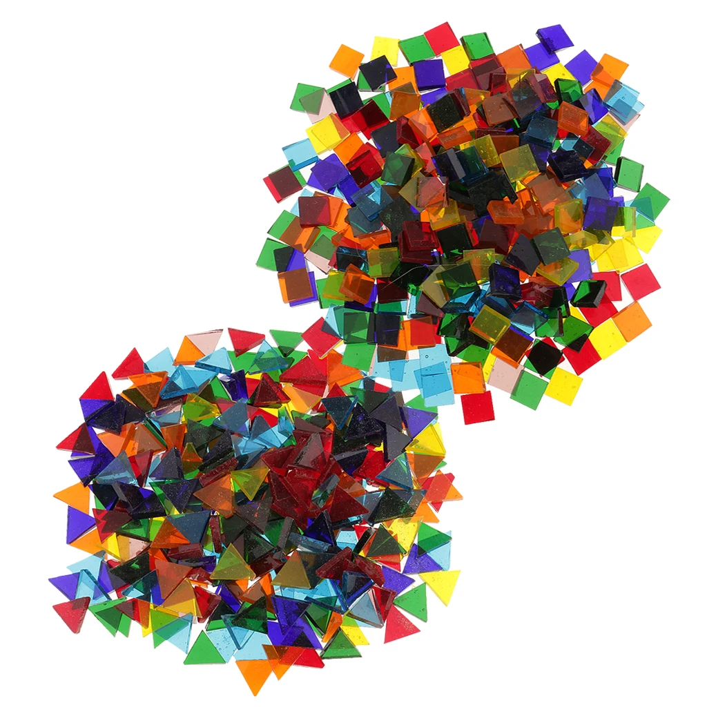 320g Triangle Square Shape Pieces Mosaic Tiles Assortment Colors for Handmade Artcraft and Home Decorations