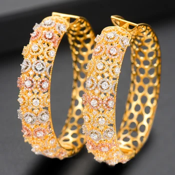 

GODKI Brand 2019 Luxury Cubic Zircon Round Circle Big Hoop Earrings For Women Charms Wedding DUBAI Bridal Statement Earrings