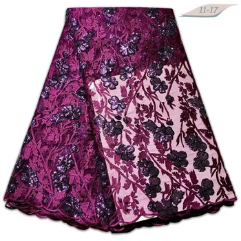 

2019 Latest sequined lace fabric French Nigerian Lace Fabrics High Quality sequin African Lace Fabric Wedding 04