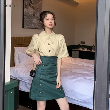 

Semfri Two Piece Set 2020 Summer New Office Lady Dress Suits Female Fashion Two-piece Suit Womens Skirt Set