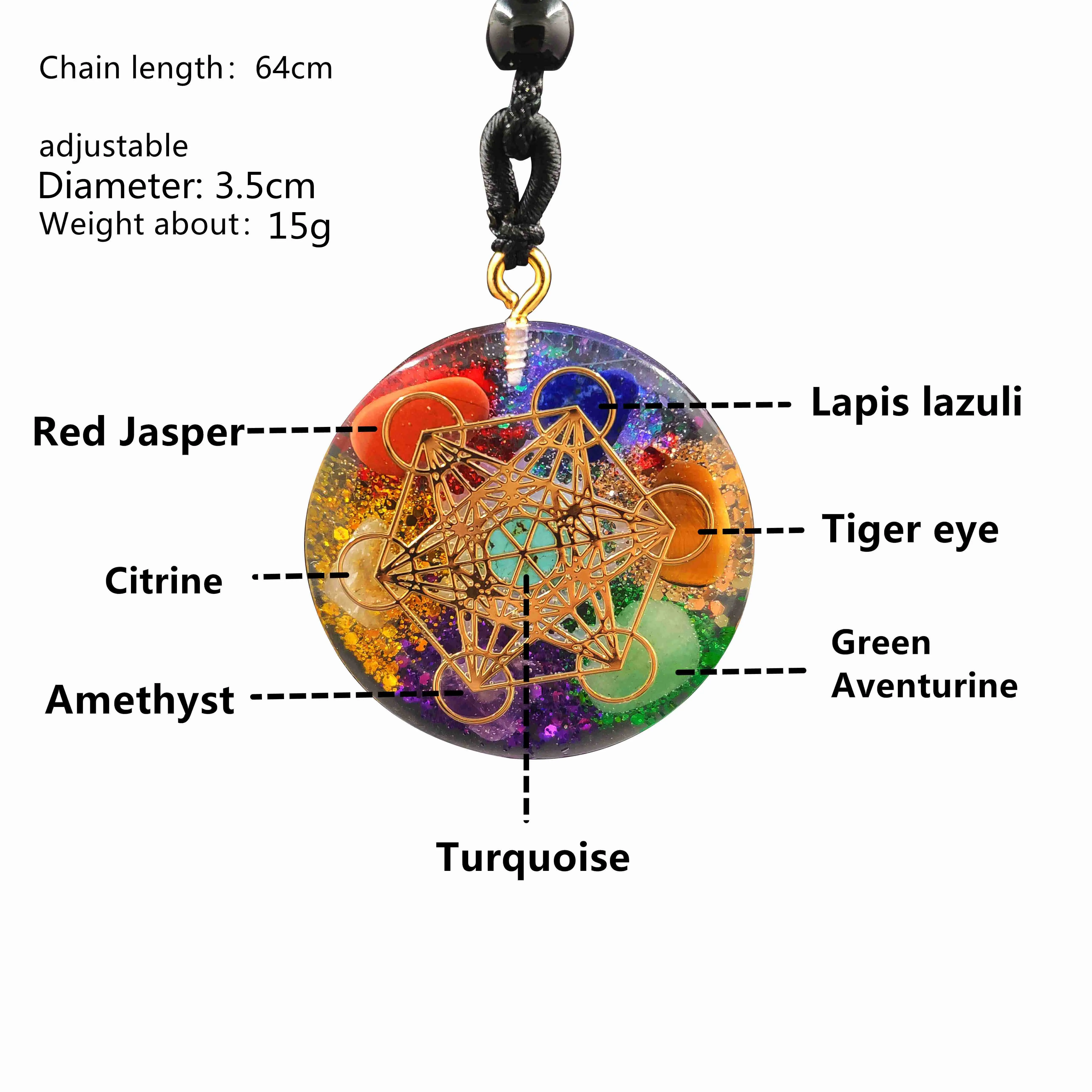 Sacred Sri Yantra Orgonite Necklace with Tiger's Eye