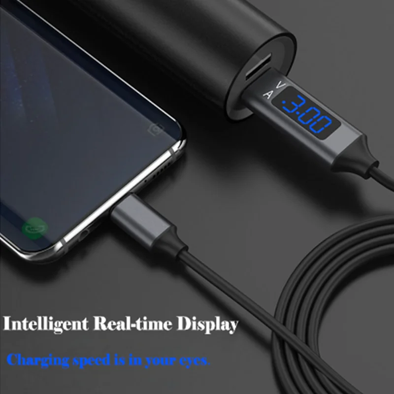 Телефонный кабель type-C Micro USB кабель для передачи данных Быстрая зарядка с светодиодный цифровой дисплей USB-C кабель для Xiaomi huawei Phone Wire(N1112