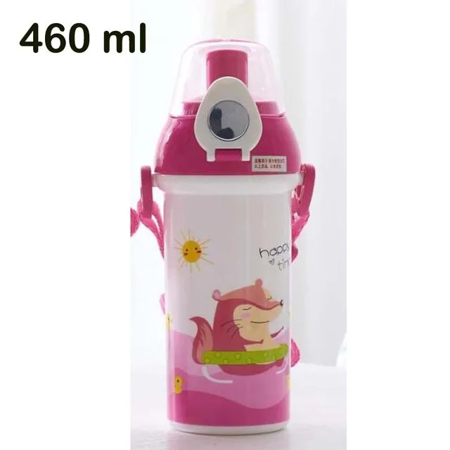 4600ML Pink Size S 460 мл пластиковая бутылка с соломинкой не содержит БФА; напитки Бутылка на веревочке креативный мультфильм Спортивная бутылка для напитков подарки для детей - Цвет: 4600ML Pink Size S