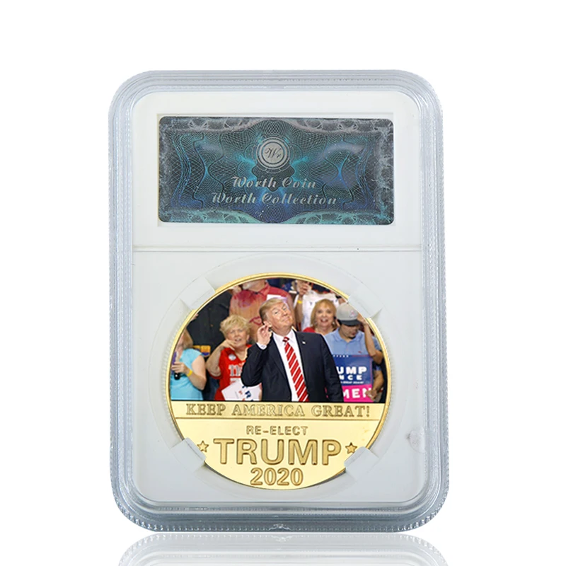 coin 1 with case WR Trump, коллекционный набор монет с держателем для монет, Золотая оригинальная монета для сувениров, подарки, Прямая поставка - Цвет: coin 1 with case