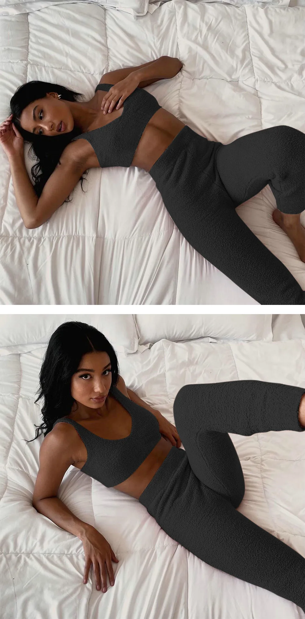 2PCS/Sets Sexy Fluffy Suits Velvet Plush Hooded Sleepwear Shorts+Crop Top Women Tracksuit Casual Sports Set Overalls Sweatshirts