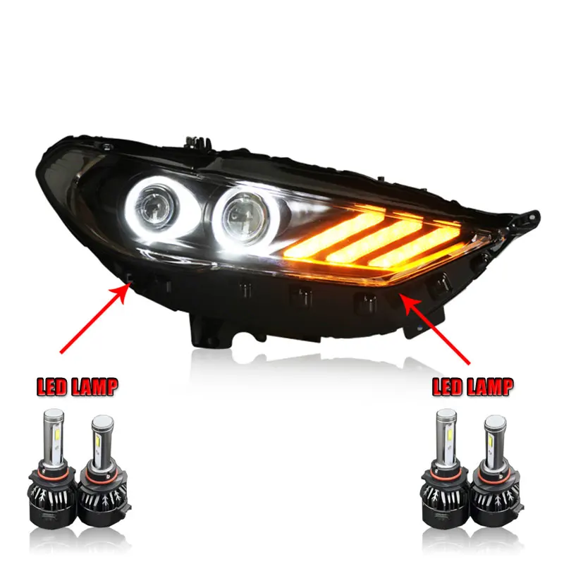 ALL LED version 2 шт. автомобильный стиль светодиодный фары для Ford Fusion Mondeo- для Mondeo налобный фонарь светодиодный DRL Объектив двойной луч H7 HID ксеноновые линзы - Цвет: ALL LED version