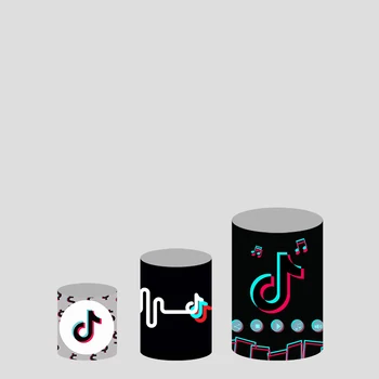 

Custom Plinth Cover Cylinder Cake Table Banner Backdrop Tok Tik