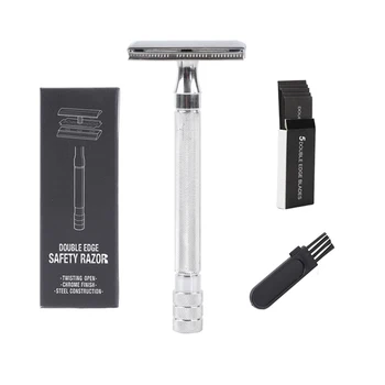 

Classic Mens Shaving Adjustable Safety Shaving Razor With Small Brush & Blade