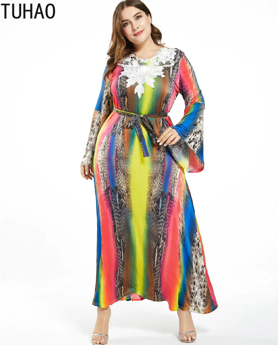 

TUHAO 2020 Spring Bohemian Women Dress Plus Size 7XL 6XL 5XL Female Printed Long Maxi Vestidos Ladies Casual Beach Sundress WM01