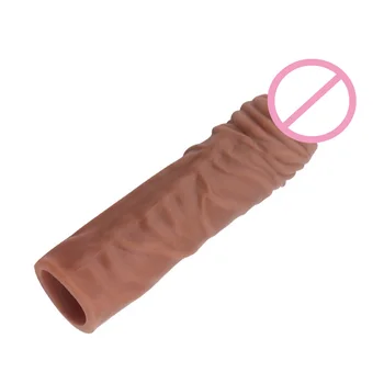 Yunman 20cm Silicone réaliste pénis manchon réutilisable préservatif pénis Extension pénis agrandisseur pénis gaine retarder l'éjaculation