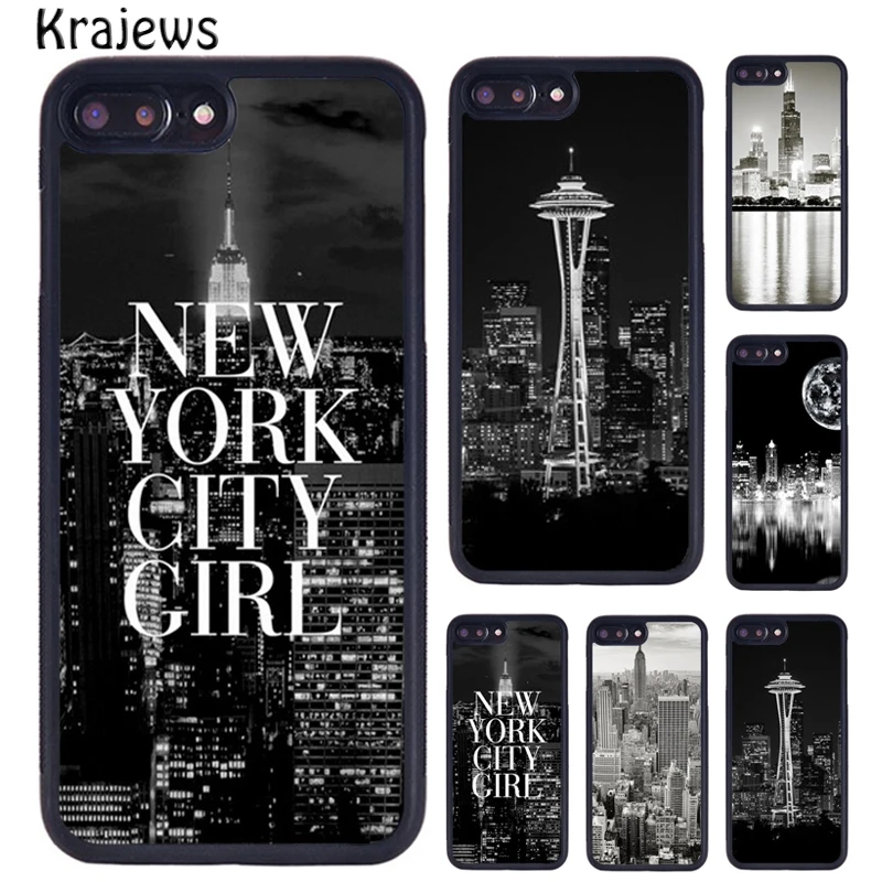 Krajews London Paris Black And White Skyline Phone Case For iPhone 5 6 7 8 Plus 11 12 13 Pro X XR XS Max Samsung Galaxy S6 S8 S9 | Мобильные