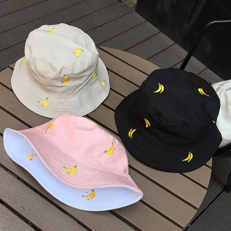 Double-Sided Banana Fruit Hat Female Fisherman Hat Outdoor Sun Protection Visor Bucket Cap