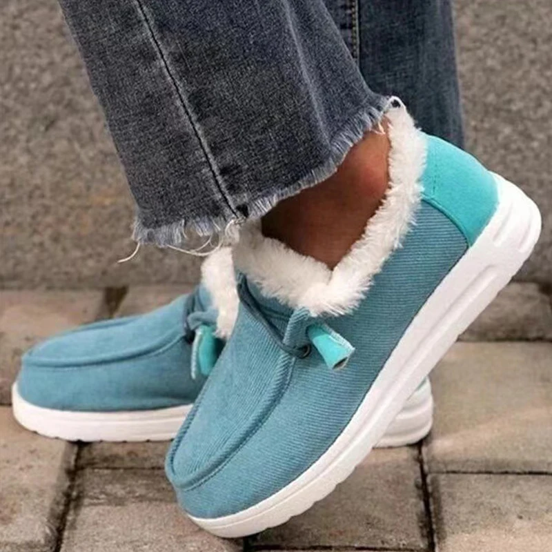 Dude Shoes Women Wendy Comfortable Flat Slip On Mujer Zapatillas Winter Warm Plush Vulcanize Sneaker Fur Mocassin Loafers Female