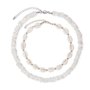 

Fashion White Shell Necklace with Broken Shell Natural Handmade Shell Necklace Set