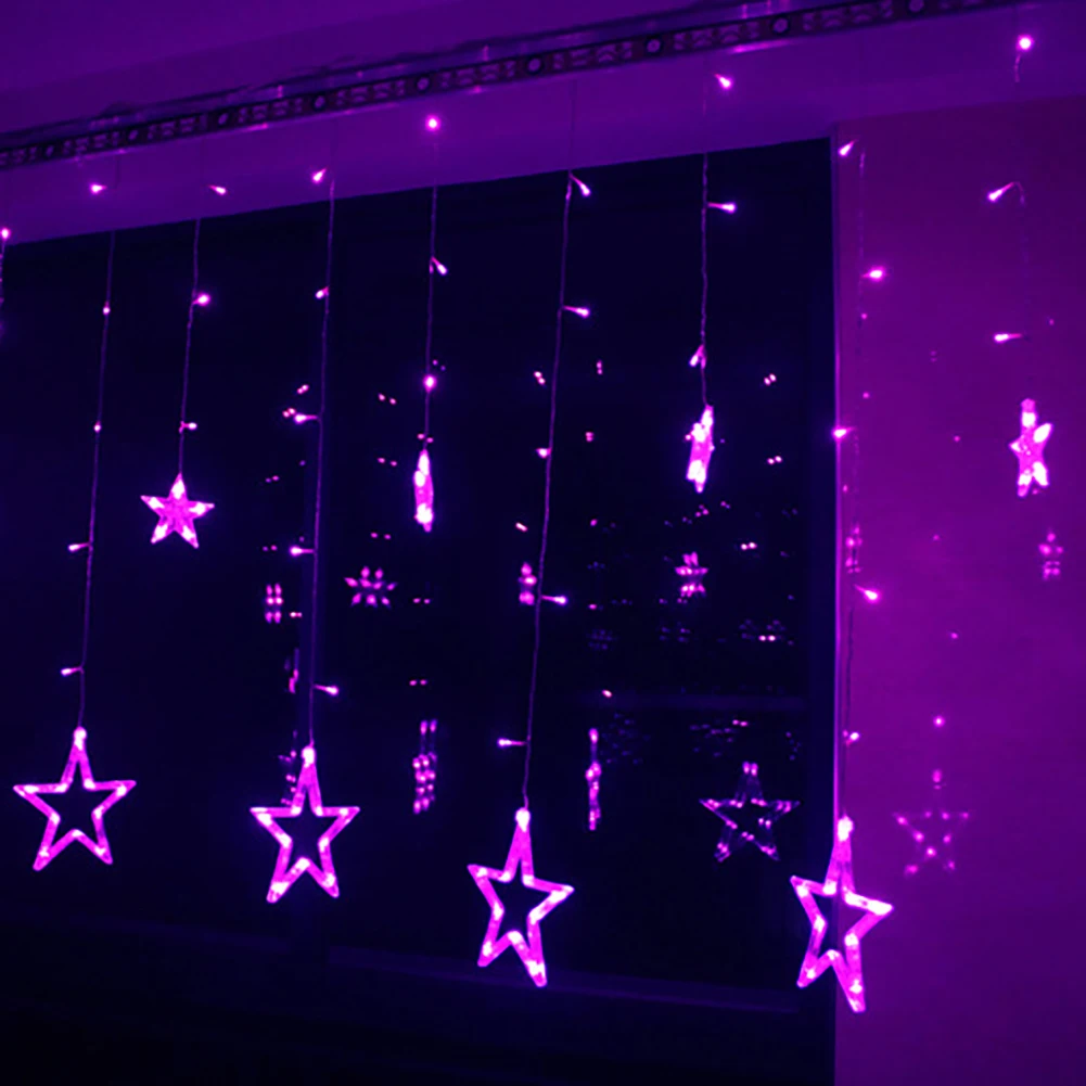 Purple 2,5 м 220 В светодиодный светильник со звездами, Рождественская светящаяся гирлянда, сказочный свет для занавесок, для улицы, для праздника, свадьбы, украшения - Испускаемый цвет: Purple