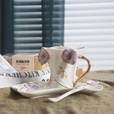Cup and Saucers C Beautiful Simple Creative Tea Cup Saucer Sets Coffee Cups Saucers Porcelain Tazzine Caffe Porcellana Jugs Drinking Tools LZI002 - Цвет: Cup and Saucers C