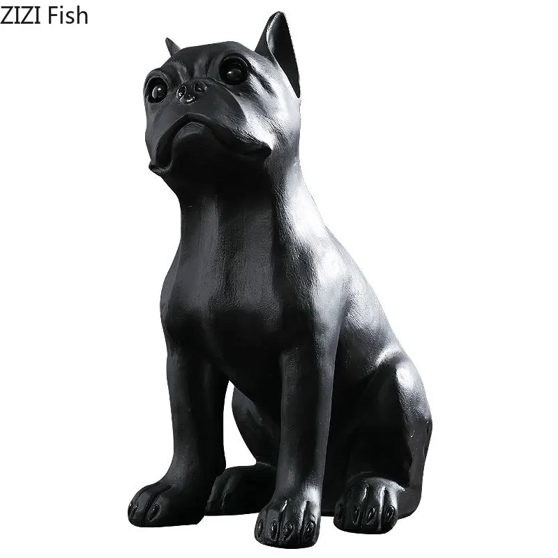 Nordic Home Decor Geometric French Bulldog Ornament Cute Animal Resin Figurines Desk Decoration Minimalist Origami Office Crafts